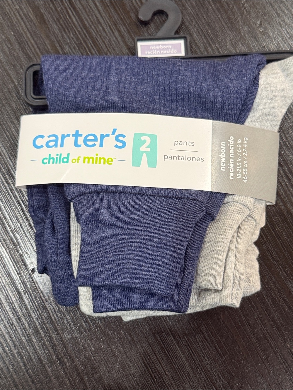 NWT Size Newborn Carter's 2-Pack Knit Pants in Navy and Gray